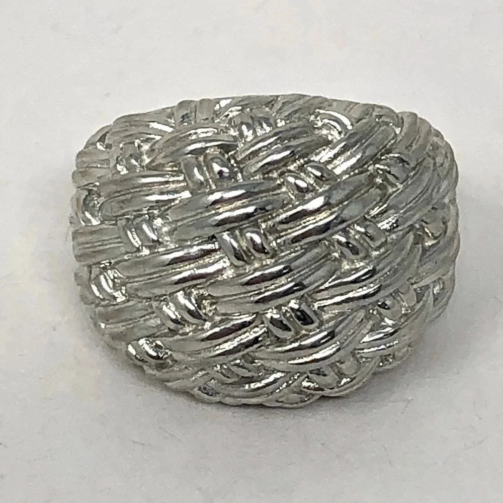 Basket Dome Ring Band Sz 7 Aluminum Arthur Court Signed Jewelry